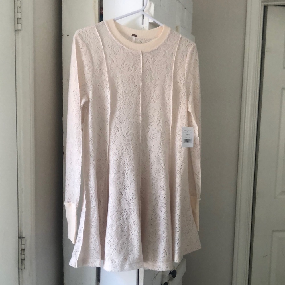 Free people coffee in the morning cream lace dress/tunic